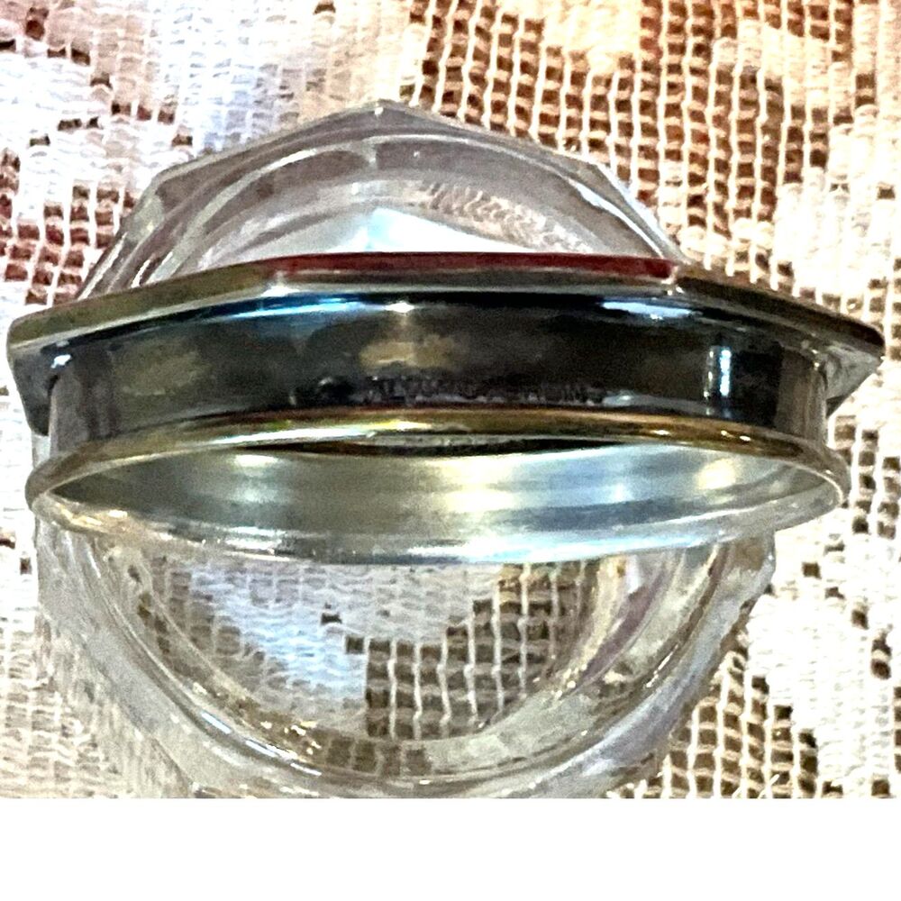 Vintage Art Deco Sterling Silver Top glass vanity jar monogram CRM - Picture 5 of 5